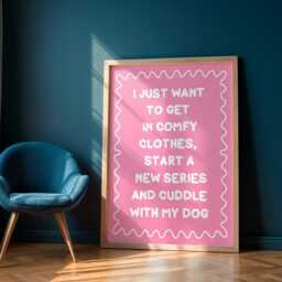 Binge Watching With My Dog Print - Pink Mum Print, Cosy Art, Netflix Girly Wall Art - thumbnail 3