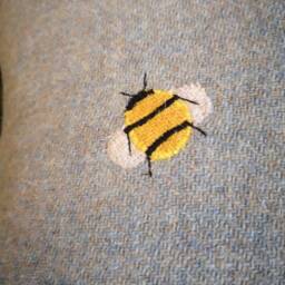 Hand Crafted Harris Tweed Bee Embroidered Cushion Cover - thumbnail 3