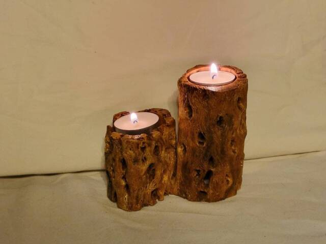Southwest Cholla Cactus Double Tea Light Holder - image 1