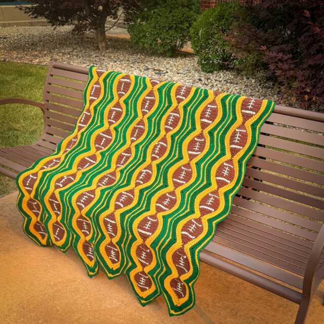 Football Crochet Blanket - Handmade Afghan Sports Throw Game Day Decor Fan Gift - image 1