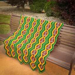 Football Crochet Blanket - Handmade Afghan Sports Throw Game Day Decor Fan Gift