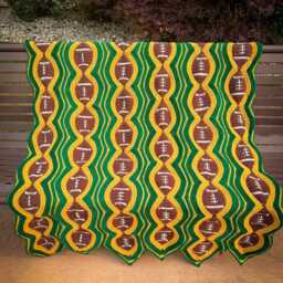 Football Crochet Blanket - Handmade Afghan Sports Throw Game Day Decor Fan Gift - thumbnail 2