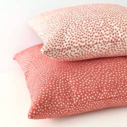 Coral Pink & Cream Chenille Confetti Polka Dot Decorative Throw Pillow Cover - thumbnail 3