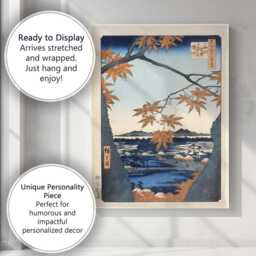 Japanese Autumn Maple Landscape Woodblock Print Scenic Lake View Canvas Wall Art Decor Picture Ready To Hang - thumbnail 3
