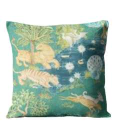 Sanderson Pamir Garden, Teal, Cotton Cushion Cover, Throw Pillow Homeware Decor - thumbnail 1