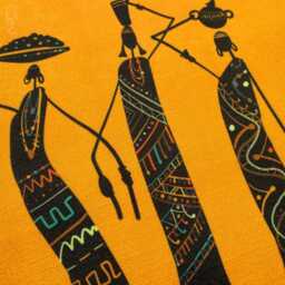 Abstract African Women Chenille Pillow Cover Orange Art Decor - thumbnail 2
