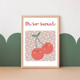 Bright Kids Fruit Print, Cute Cherries, Oh So Sweet Quote - Print Only - thumbnail 2
