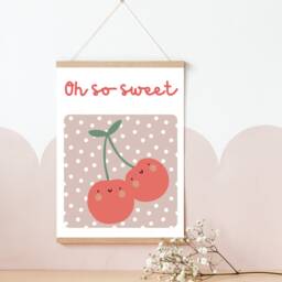 Bright Kids Fruit Print, Cute Cherries, Oh So Sweet Quote - Print Only - thumbnail 3