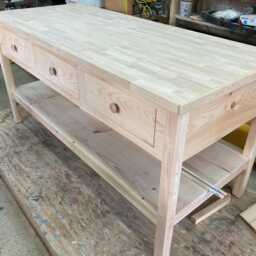 Big Kitchen Work Table/Island With Butcher Block Or Pine Top. + 3 Big Drawers & A Sturdy Shelf-Now Optional Rear Seating-Wow - thumbnail 4