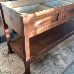Big Kitchen Work Table/Island With Butcher Block Or Pine Top. + 3 Big Drawers & A Sturdy Shelf-Now Optional Rear Seating-Wow - thumbnail 3