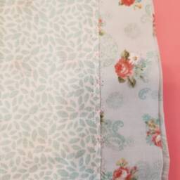 Shabby Chic Cotton Baby Blanket Teal Blue & Pink Square Receiving Soft Colors - thumbnail 2