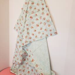 Shabby Chic Cotton Baby Blanket Teal Blue & Pink Square Receiving Soft Colors - thumbnail 4