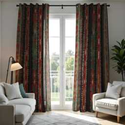 Southwestern Tribal Curtains, Rustic Lodge Style Drapes, Bold Aztec Stripe Print Custom Curtain Panels For Cabin, Western Or Boho Decor - thumbnail 3