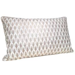 Fortuny Fabric Lumbar Throw Pillow Cover Ivory & Gold Piumette Pattern - Made in Italy - thumbnail 2