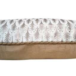 Fortuny Fabric Lumbar Throw Pillow Cover Ivory & Gold Piumette Pattern - Made in Italy - thumbnail 3