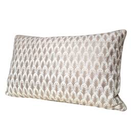 Fortuny Fabric Lumbar Throw Pillow Cover Ivory & Gold Piumette Pattern - Made in Italy - thumbnail 4