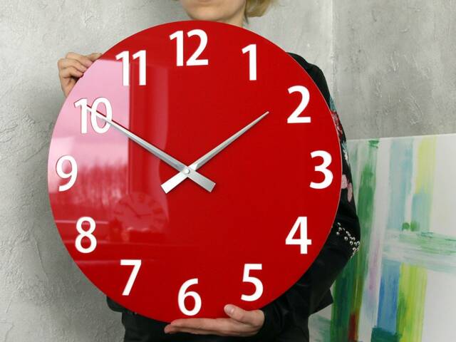Large Clock Red Wall 49cm X/19, 29 - image 1