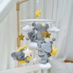 Elephant Baby Mobile Neutral Animals Nursery Jungle Safari Africa Crib Theme Decor New Mom Gift - thumbnail 2