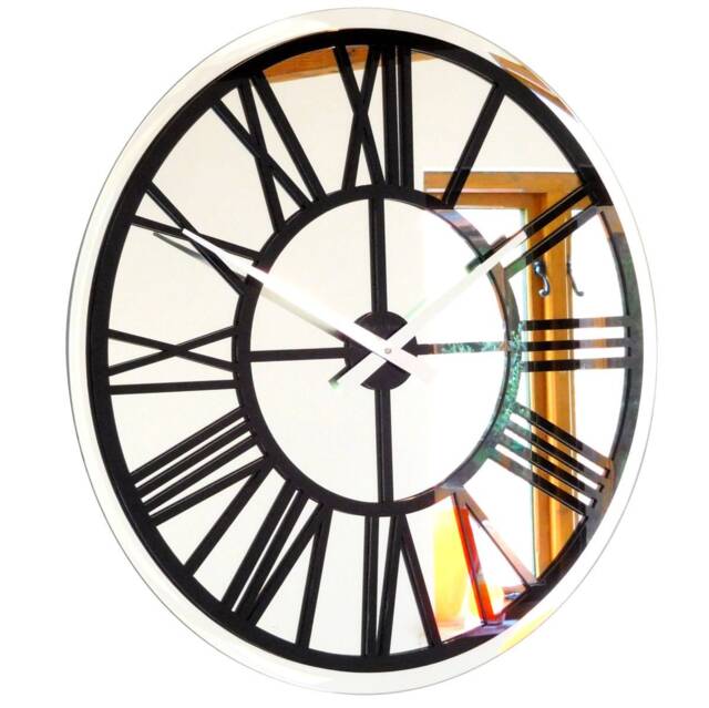 Roco Verre Bevelled Mirror Skeleton Wall Clock Large - image 1