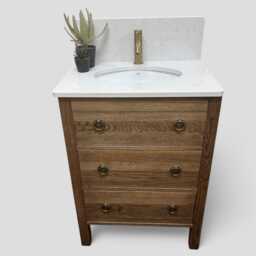 Ledbury 2 - Handmade Solid Oak Vanity Unit Including Prestbury Or Alderley Under-Mounted Basin - thumbnail 2