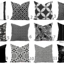 Outdoor Pillows Indoor Custom Cover Size Include 16x16, 18x18 - Shades Of Black & White Modern Geometric Block Print Quatrefoil Tribal - thumbnail 2