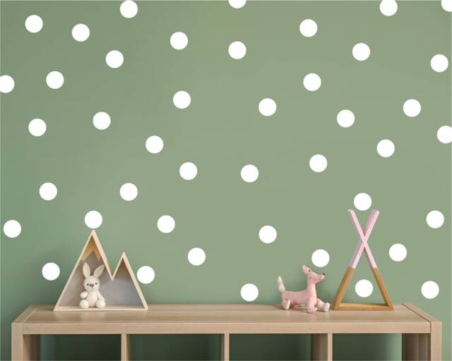 White Polka Dot Wall Stickers, Round Nursery Decals, Peel & Stick Decor - image 1