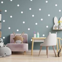 White Polka Dot Wall Stickers, Round Nursery Decals, Peel & Stick Decor - thumbnail 2