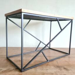 Art Deco Steel Side Table - Geometric Industrial Modern Design