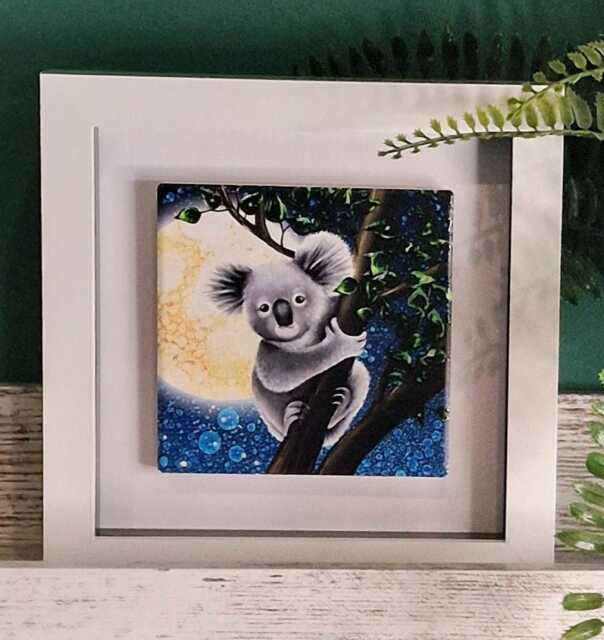 Koala Ceramic Tile Art, Framed Mini Picture, Home Decor - image 1