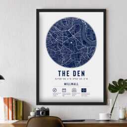Millwall Fc The Den Minimalist Map Prints & Frames - Lions F.c. Gift Decor Dad Memorabilia Granddad Uncle Brother Football - thumbnail 2