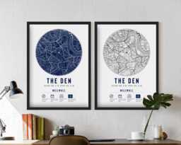 Millwall Fc The Den Minimalist Map Prints & Frames - Lions F.c. Gift Decor Dad Memorabilia Granddad Uncle Brother Football - thumbnail 1