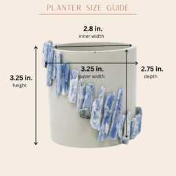 Blue Kyanite Cement Planter, Crystal Decor, Votive Holder - thumbnail 4