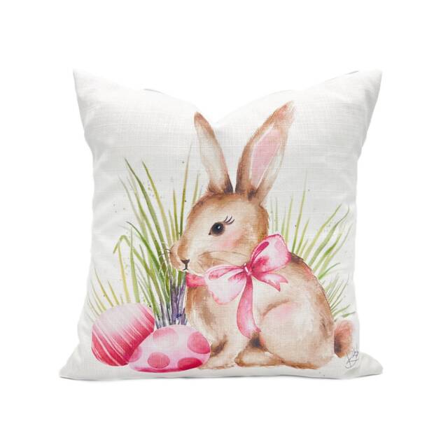 Pink Egg Bunny Pillow -- Easter Decor - 187 - image 1