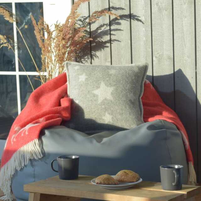 Grey Star Cushion Cover - Pure Wool Reversible Pillowcase 45 X 45cm/ 18 18 - image 1