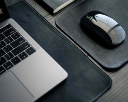 Black Leather Desk Mat, Milwaukee Full Grain Leather, Made in Usa