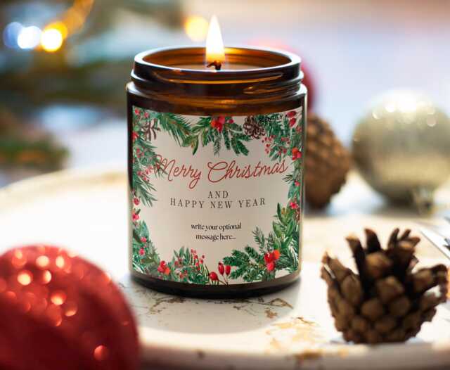 Wreath Christmas Holidays Season Merry Gift Personalised Wife Xmas Present Festive Candle Scented Family Gifting - image 1