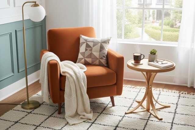 Round Wood Side Table, Modern End Table For Living Room Small Spaces, Oak & Walnut - image 1