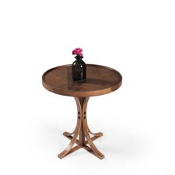 Round Wood Side Table, Modern End Table For Living Room Small Spaces, Oak & Walnut - thumbnail 2