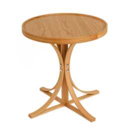 Round Wood Side Table, Modern End Table For Living Room Small Spaces, Oak & Walnut - thumbnail 3