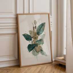 Dental Wall Art Print - Botanical Tools Illustration Modern Dentist Office D??cor Green Medical - thumbnail 1