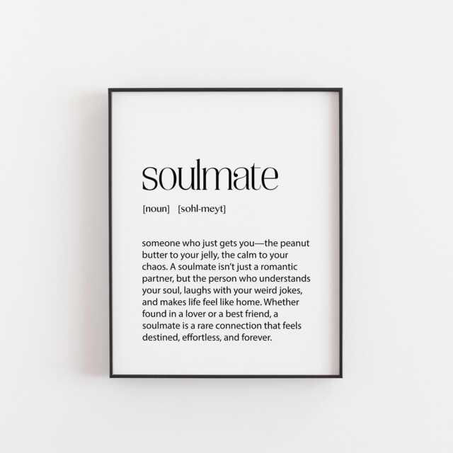Soulmate Definition Print - Forever Person Quote, Romantic Or Platonic Love Art, Wedding Vow Gift, Minimalist Neutral Decor Couples Besties - image 1