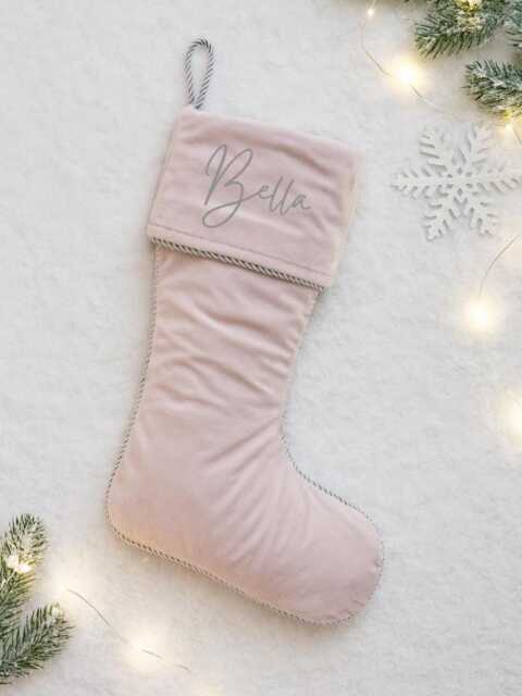 Personalised Baby Girl Christmas Stocking, Pink Velvet, New Gift, First Keepsake, Luxe Stocking For - image 1