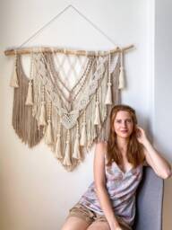 Boho Macrame Wall Hanging, Ivory Decor, Farmhouse Tapestry