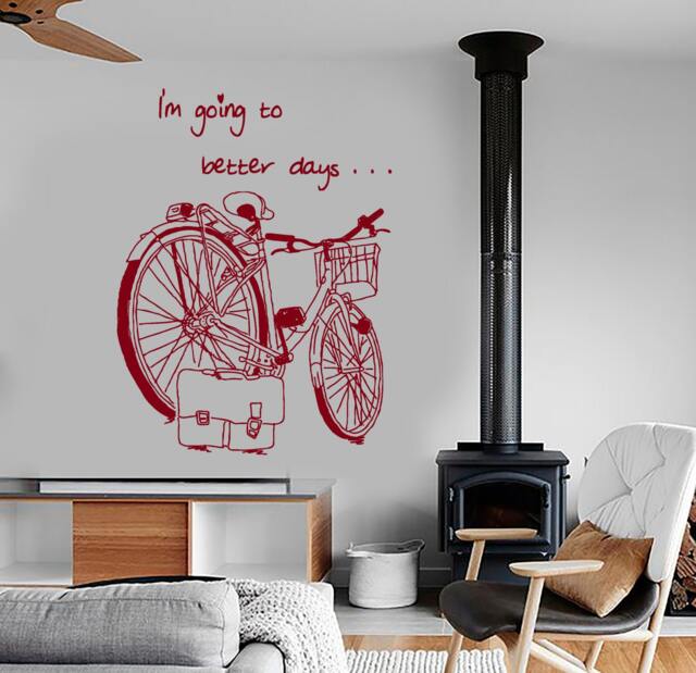Wall Vinyl Decal Travel Quotes Vacation Bike Trip Bicycle Ride Kid's Room Children Modern Home Decor - #1218Dz - image 1