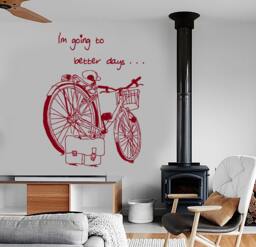 Wall Vinyl Decal Travel Quotes Vacation Bike Trip Bicycle Ride Kid's Room Children Modern Home Decor - #1218Dz - thumbnail 1