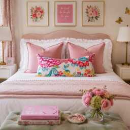 Kaufmann Temara Rose Pillow Cover - Pink Turquoise Floral Ikat Linen Blend Decorative Cushion - thumbnail 4