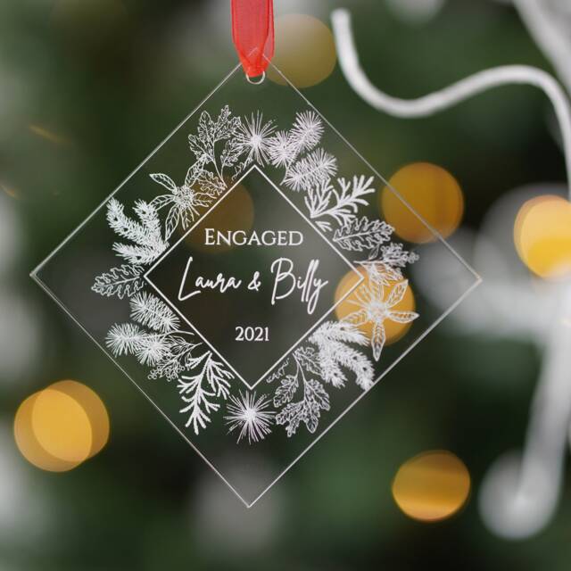 Personalised Engagement Ornament, Christmas Gifts, Engaged Bauble, Decoration, Bauble - image 1