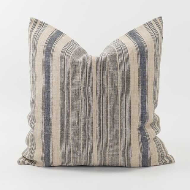 Vintage Hill Tribe Hemp Pillow Cover, Striped Hmong Cushion, 20x20 - image 1