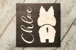 Personalized French Bulldog Leash Holder, Custom Pet Name Wood Sign For Dog Lovers Birthday Gift - thumbnail 1