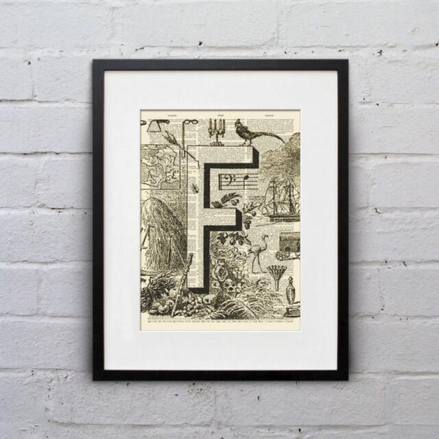 The Letter F Vintage French Alphabet - Shabby Chic Dictionary Page Book Art Print Dpfa006 - image 1